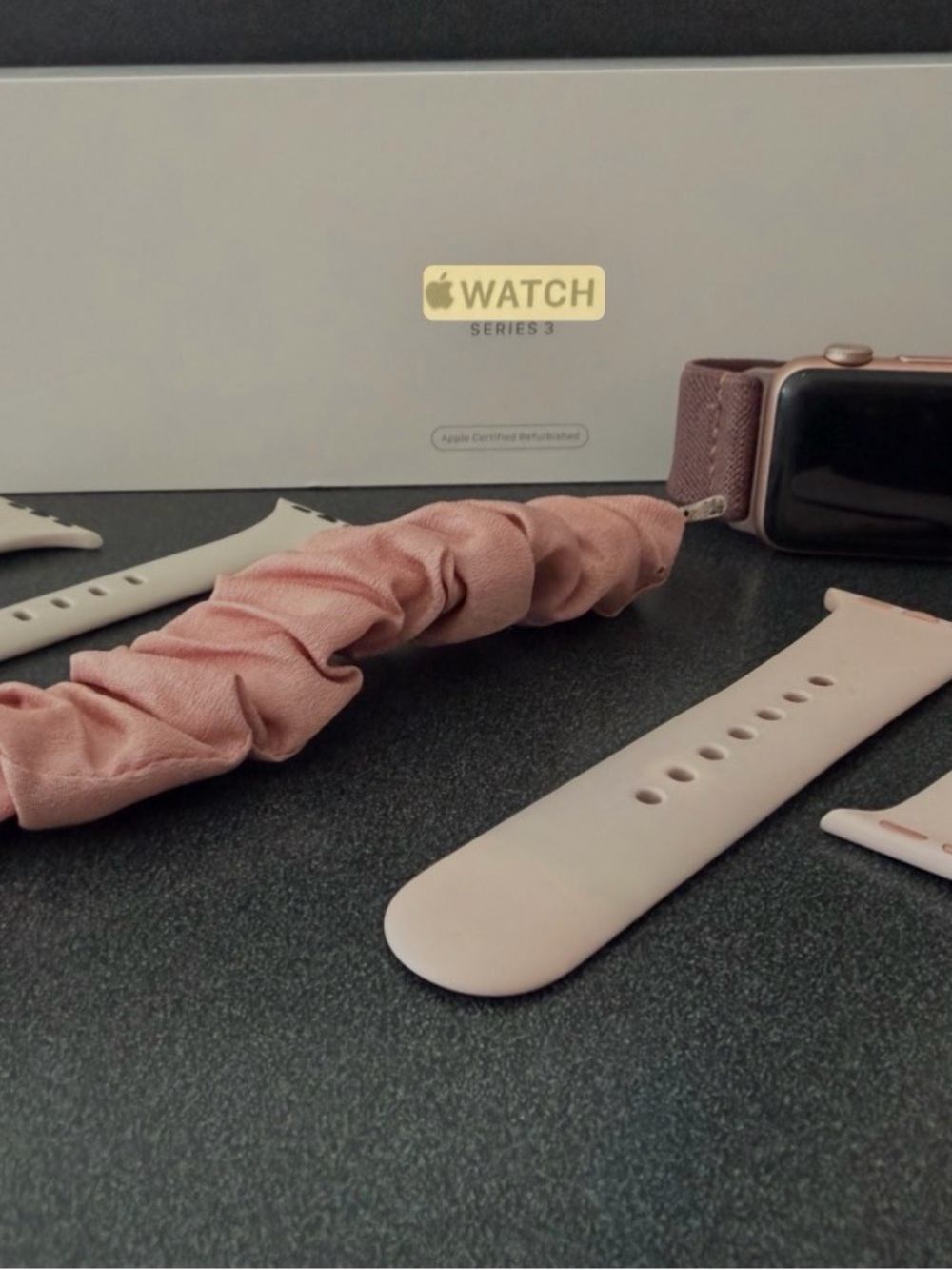 Apple Pink Watch Band Set with Scrunchie and Silicone Straps